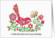 Little Bird Birthday in Pink card