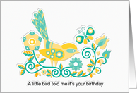 Little Bird Birthday in Yellow card