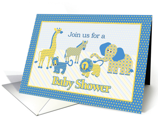 Cute Safari Animals In Blue and Yellow Invite You to a... (1088042)
