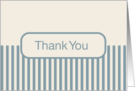 Off White Cream with Blue Stripes Blank Inside Thank You card