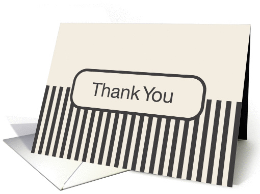 Off White Cream with Dark Gray Stripes Blank Inside Thank You card