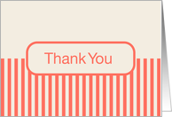 Off White Cream with Coral Stripes Blank Inside Thank You card