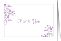 White Purple Vines and Leaves Thank You Blank Inside card