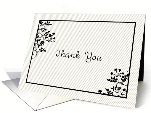 Cream and Black Vines and Leaves Thank You Blank Inside card (1227254)