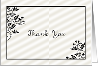 Cream and Black Vines and Leaves Thank You Blank Inside card