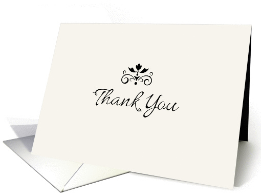 Cream and Black Hand Drawn Text Thank You Blank Inside card (1227258)