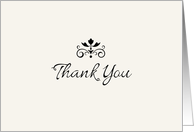 Cream and Black Hand Drawn Text Thank You Blank Inside card