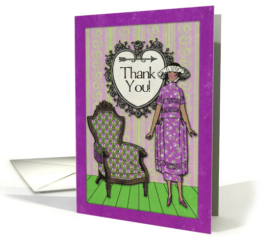 Thank You Vintage Lady with Floral Patterns card (1567772)