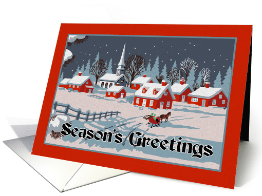 Classic Winter Christmas Villiage at Night card (1750512)