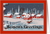 Classic Winter Christmas Villiage at Night card