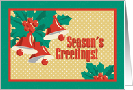 Aged Vintage Christmas Bells with Retro Season’s Greetings card