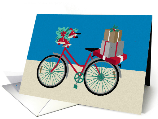 Simple Bicycle Decorated with Bells Holly and Presents card (1751608)