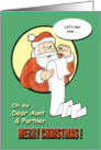 Merry Christmas Aunt & Partner - Santa Claus humor card