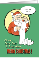 Merry Christmas Dad & Step Mom - Santa Claus humor card