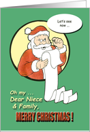 Merry Christmas Niece & Family - Santa Claus humor card