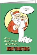 Merry Christmas Uncle & Partner - Santa Claus humor card