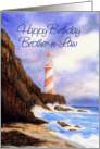 Happy Birthday Brother in law, Lighthouse, Rocks, Beach card