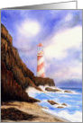 Happy Birthday Grandpa Art Card, Lighthouse, Rocks, Beach card