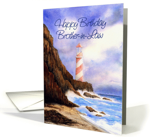 Happy Birthday Brother in law, Lighthouse, Rocks, Beach card (837970)
