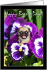Happy Boss’s Day Pug puppy in Pansies card