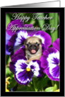 Happy Teacher Appreciation Day Pug puppy in Pansies card