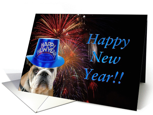 Happy New Year Bulldog card (326221)