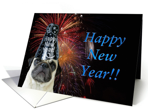 Happy New Year Pug card (326223)