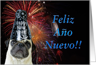 Feliz Ano Nuevo Pug card