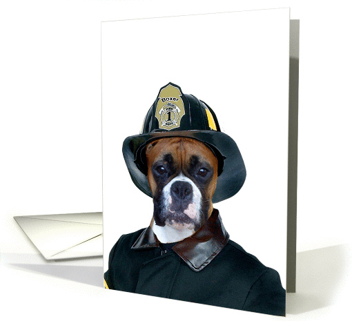 Fireman Boxer Dog card (366257)