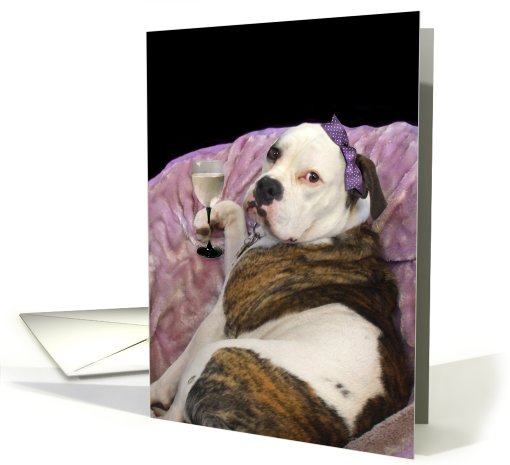 Olde English bulldogge celebrating card (399076)