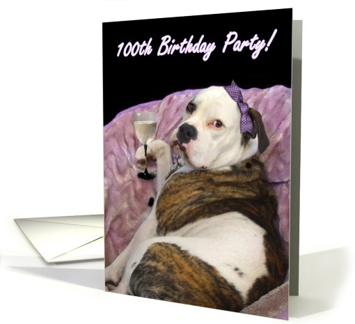100th Birthday Party Olde English bulldogge card (399122)