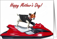 Happy Mother’s Day Jack Russel Terrier on a jetski card