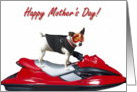 Happy Mother’s Day Jack Russel Terrier on a jetski card