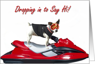 Hello Jack Russel Terrier on a jetski card