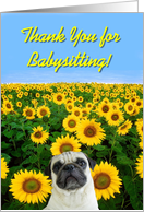 Thank You Babysitter pug card