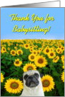 Thank You Babysitter pug card