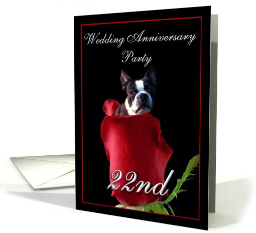 22nd wedding anniversary invitation Boston Terrier card (451243)