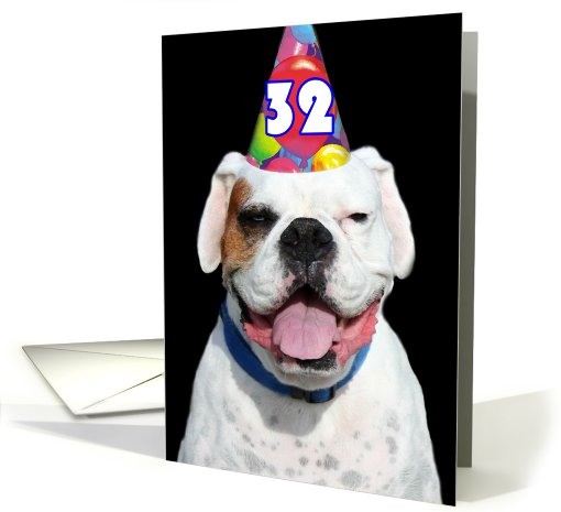 Happy 32nd Birthday Boxer Dog card (488019)