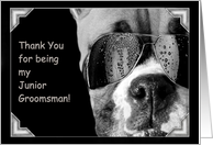 Thank You for being my Junior Groomsman Boxer Dog card