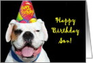 Happy Birthday Son White Boxer Dog card