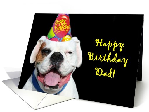 Happy Birthday Dad White Boxer Dog card (519117)