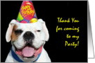 Thank you for coming to my party Boxer Dog card