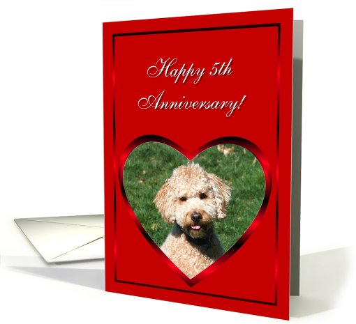 Happy 5th Anniversary Mini Goldendoodle card (540173)