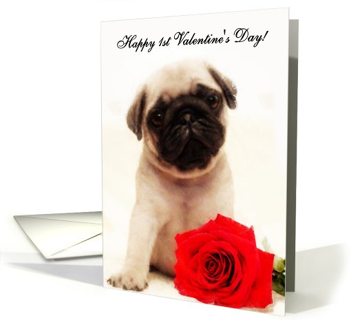 Happy 1st Valentine's day Pug card (544187)