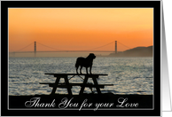 Thank You for your love Dog in sunset card