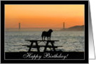 Happy Birthday Dog in sunset card