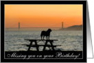 Missing You on your Birthday Dog in sunset card