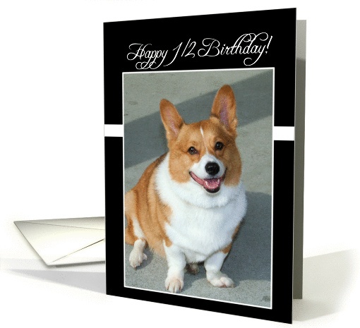 Happy 1/2 Birthday Coach Welsh Corgi dog card (835531)