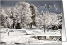 Merry Christmas - Heavy Snow covering trees and park grounds. card