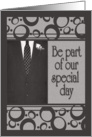 Groomsman Invitation, Men’s Suit in Black & Gray card